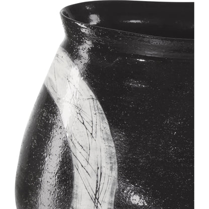 Satori Vase by Currey and Company in black, light gray. Made from porcelain in a modern style.