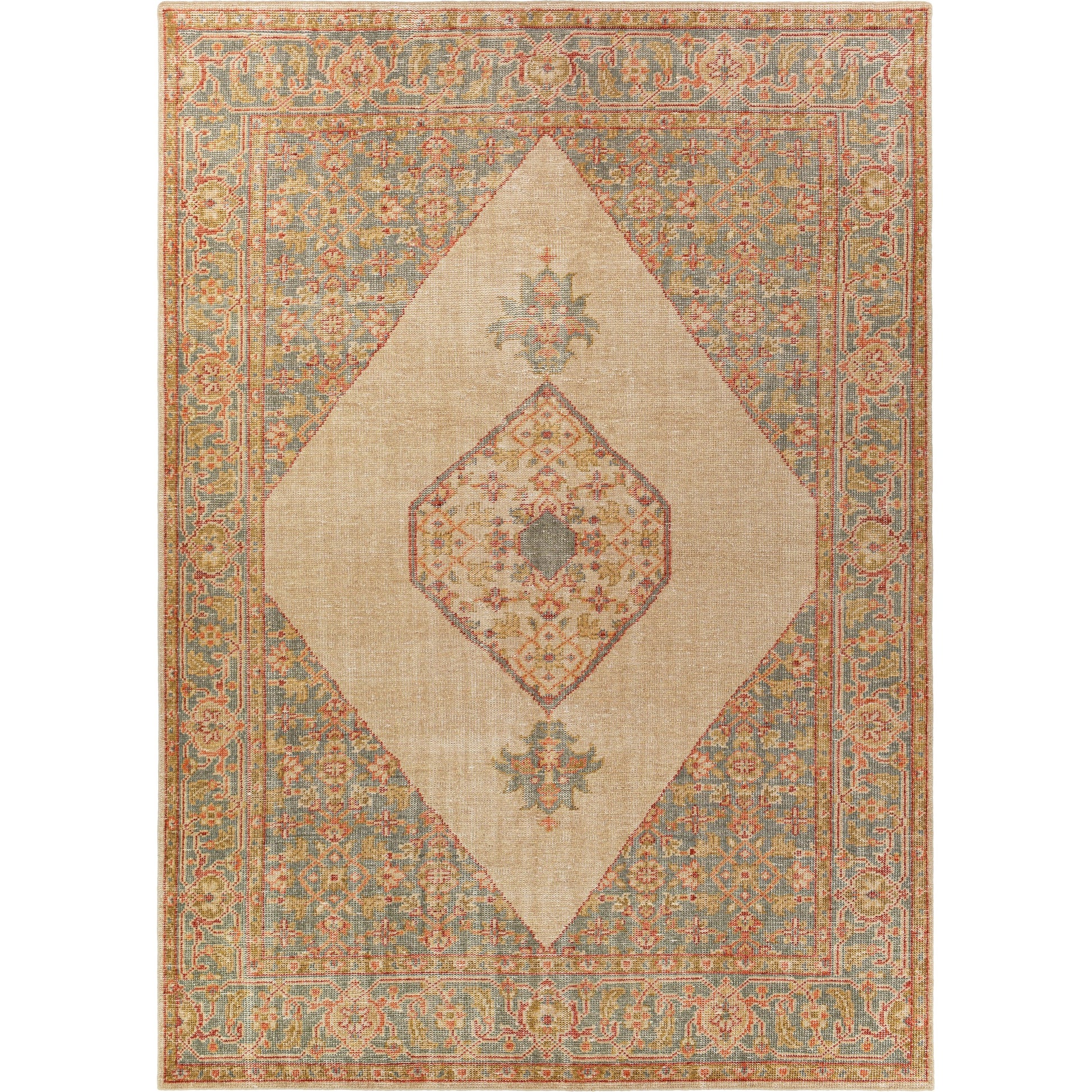Zahra Rug - 26235 by Surya in dusty sage, olive, rust, burnt orange, light beige. Made from 100% wool in a unique style.