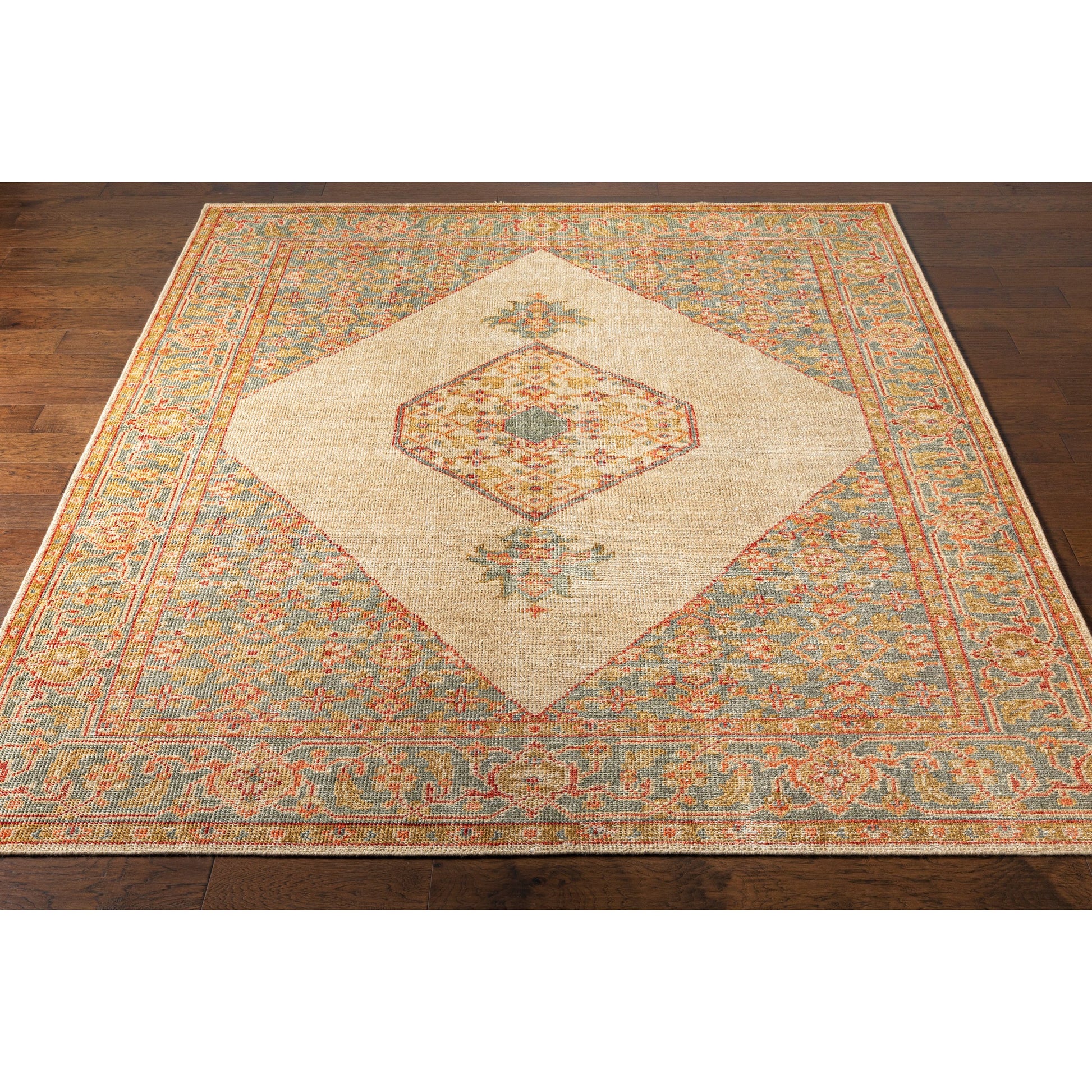 Zahra Rug - 26235 by Surya in dusty sage, olive, rust, burnt orange, light beige. Made from 100% wool in a unique style.
