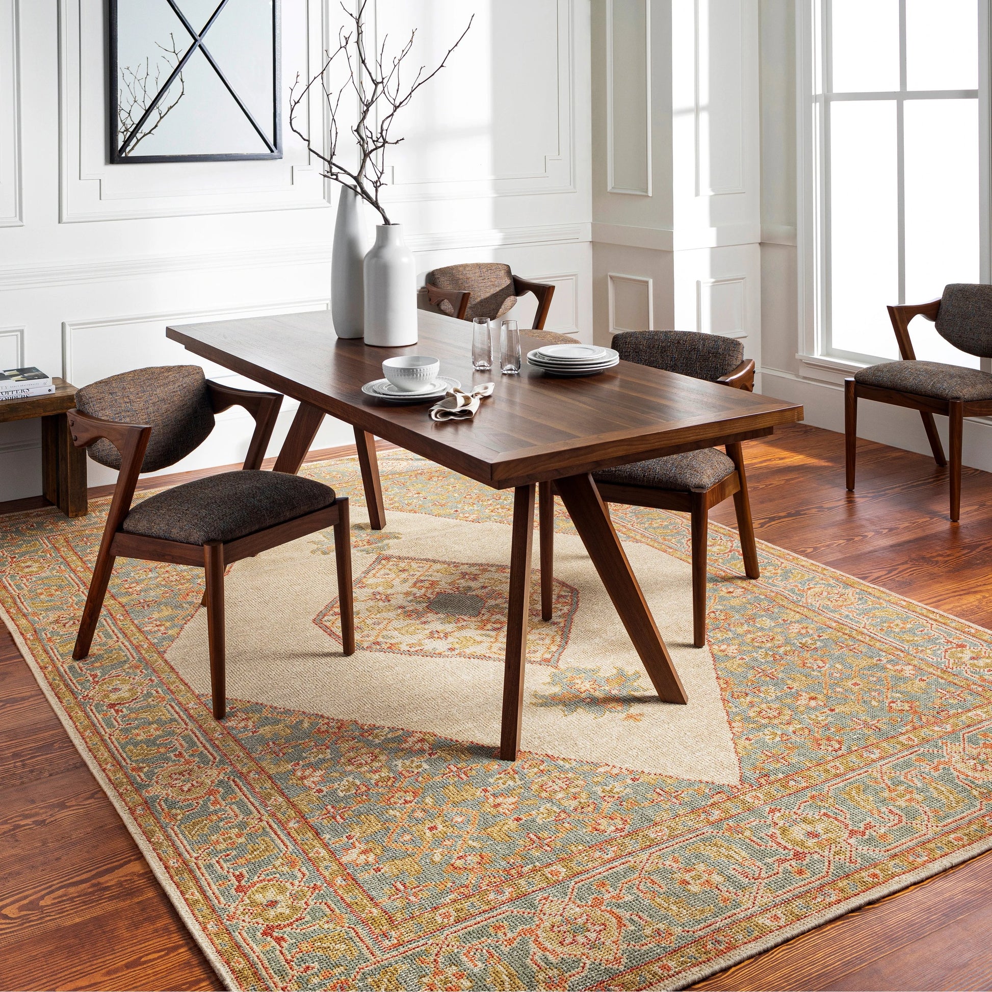 Zahra Rug - 26235 by Surya in dusty sage, olive, rust, burnt orange, light beige. Made from 100% wool in a unique style.