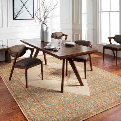 Zahra Rug - 26235 by Surya in dusty sage, olive, rust, burnt orange, light beige. Made from 100% wool in a unique style.