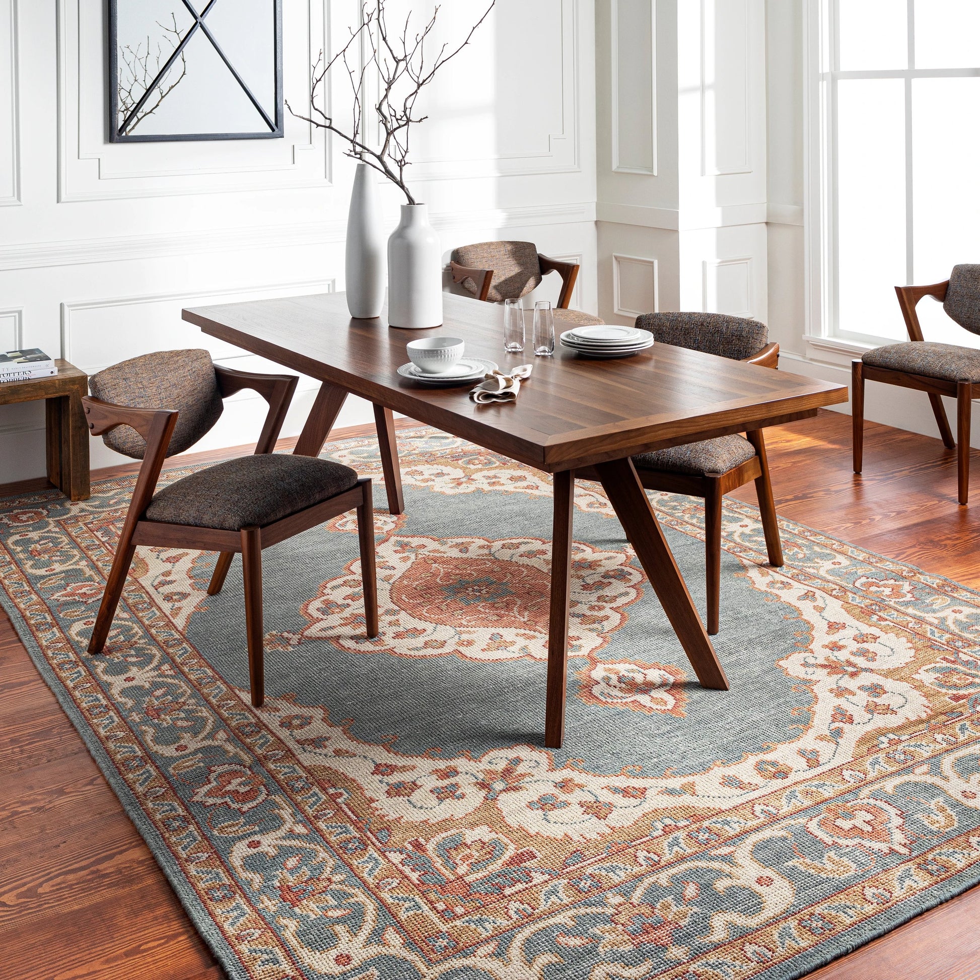 Zahra Rug - 26205 by Surya in dusty sage, olive, rust, burnt orange, light beige. Made from 100% wool in a unique style.