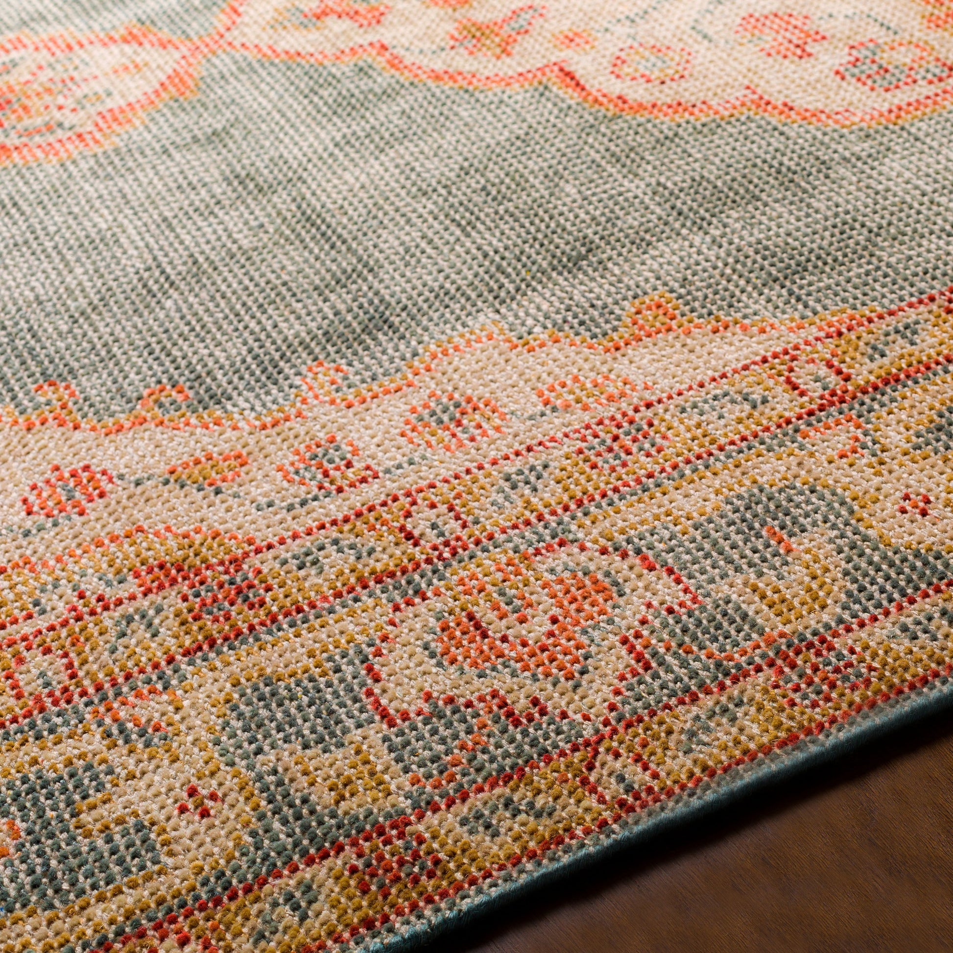 Zahra Rug - 26205 by Surya in dusty sage, olive, rust, burnt orange, light beige. Made from 100% wool in a unique style.