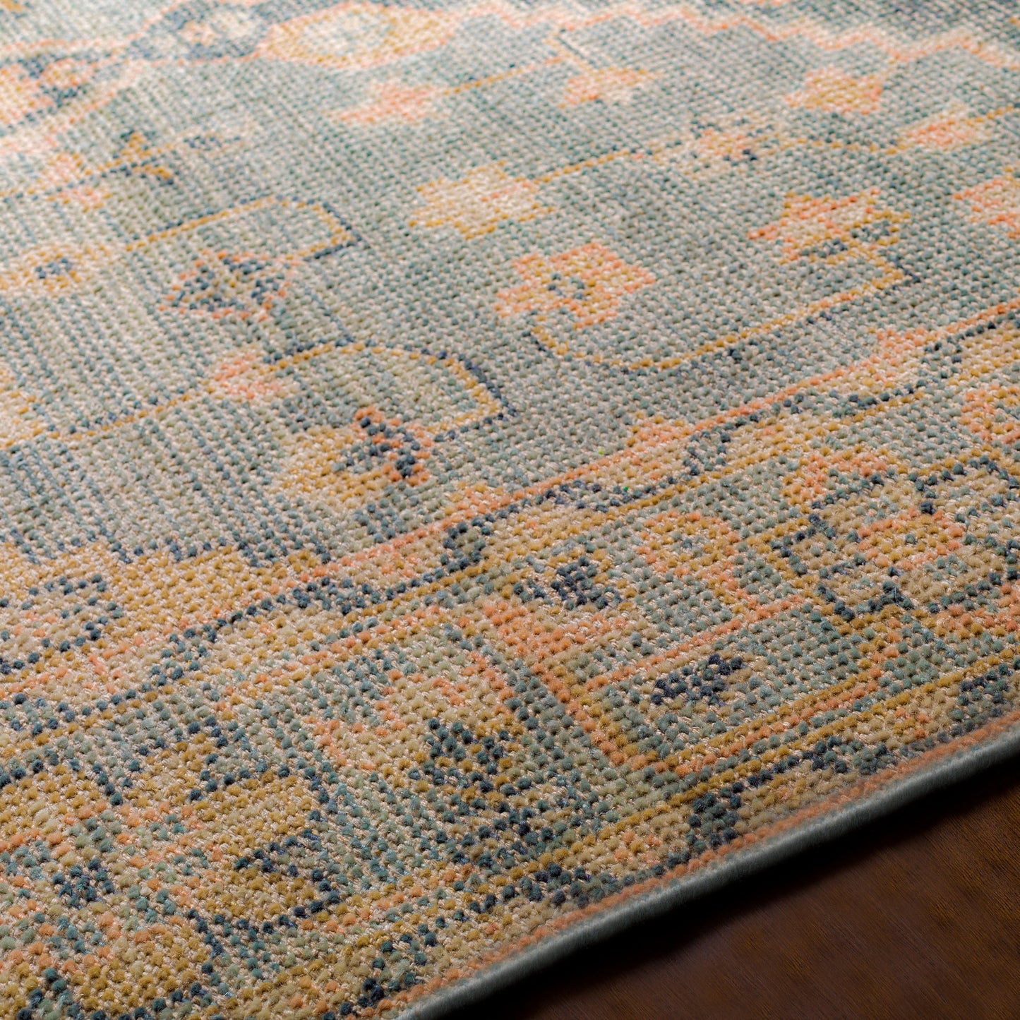 004 SI-1893676,SI-1893677,SI-1893678 | Closeup | Zahra Rug - 26226 by Surya in dusty sage, light sage, blush, light olive, light beige. Made from 100% wool in a unique style.