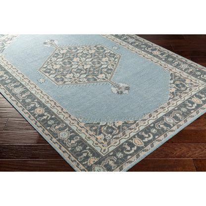 Zahra Rug - 24372 by Surya in aqua, charcoal, pale blue, slate, oatmeal. Made from 100% new zealand wool in a unique style.