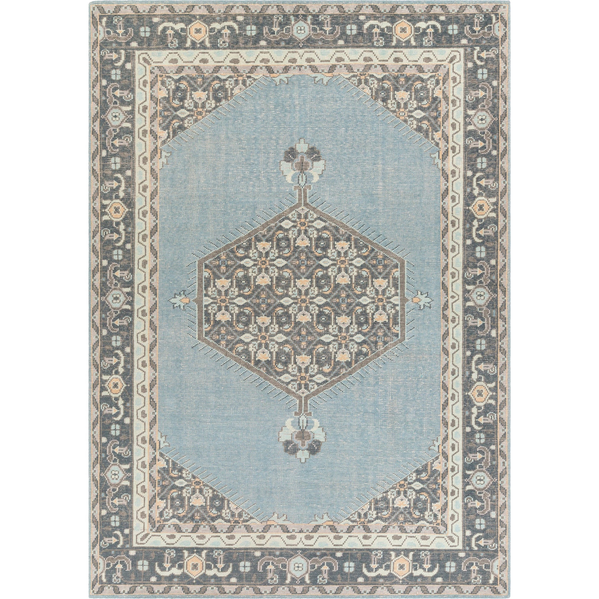 Zahra Rug - 24372 by Surya in aqua, charcoal, pale blue, slate, oatmeal. Made from 100% new zealand wool in a unique style.