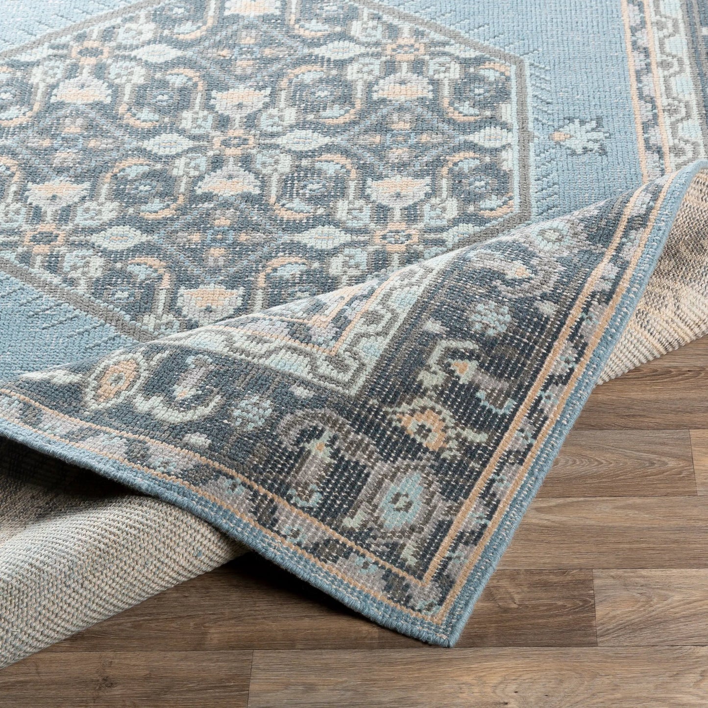 004 SI-1893659,SI-1893660,SI-1893661 | Closeup | Zahra Rug - 24372 by Surya in aqua, charcoal, pale blue, slate, oatmeal. Made from 100% new zealand wool in a unique style.