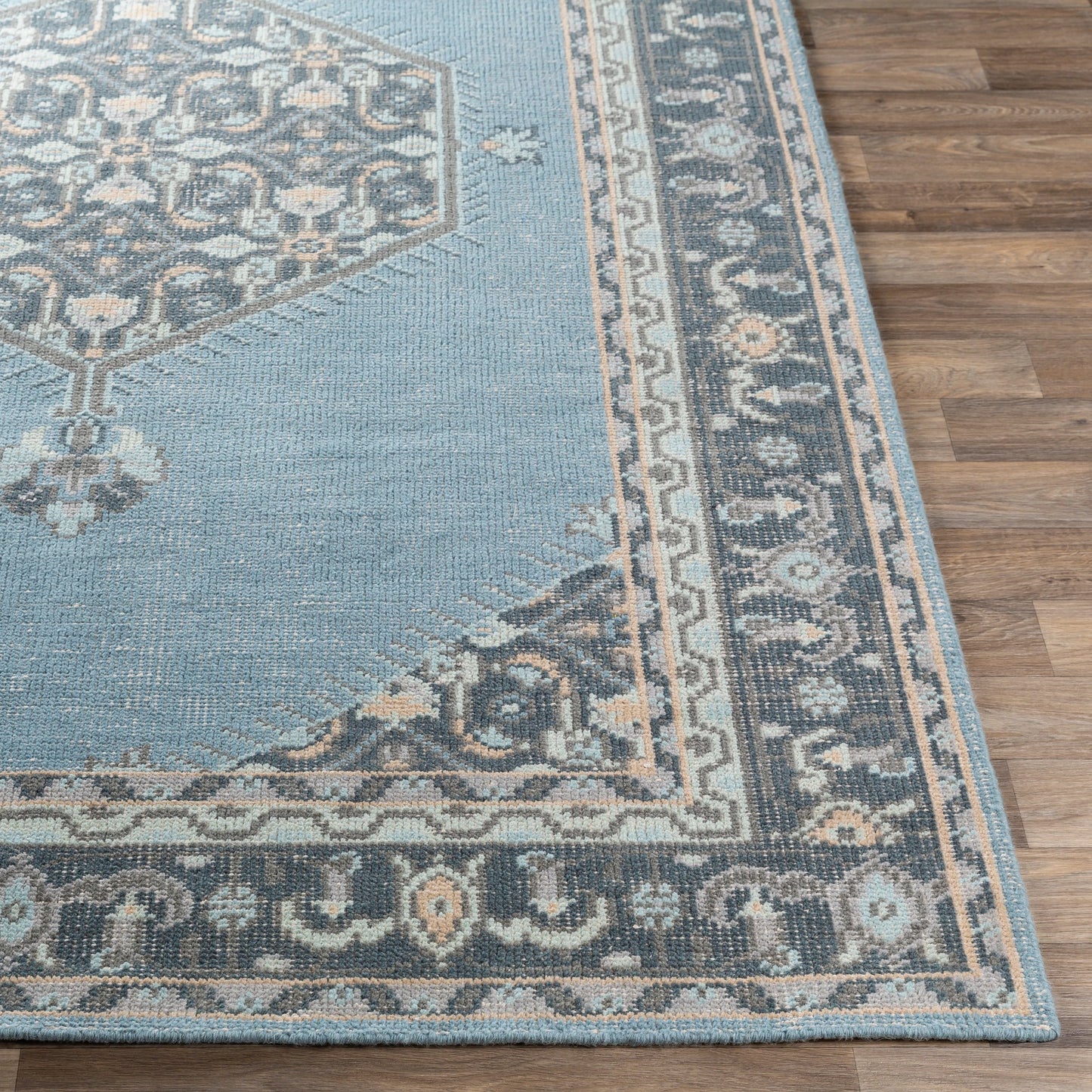 003 SI-1893659,SI-1893660,SI-1893661 | Closeup | Zahra Rug - 24372 by Surya in aqua, charcoal, pale blue, slate, oatmeal. Made from 100% new zealand wool in a unique style.