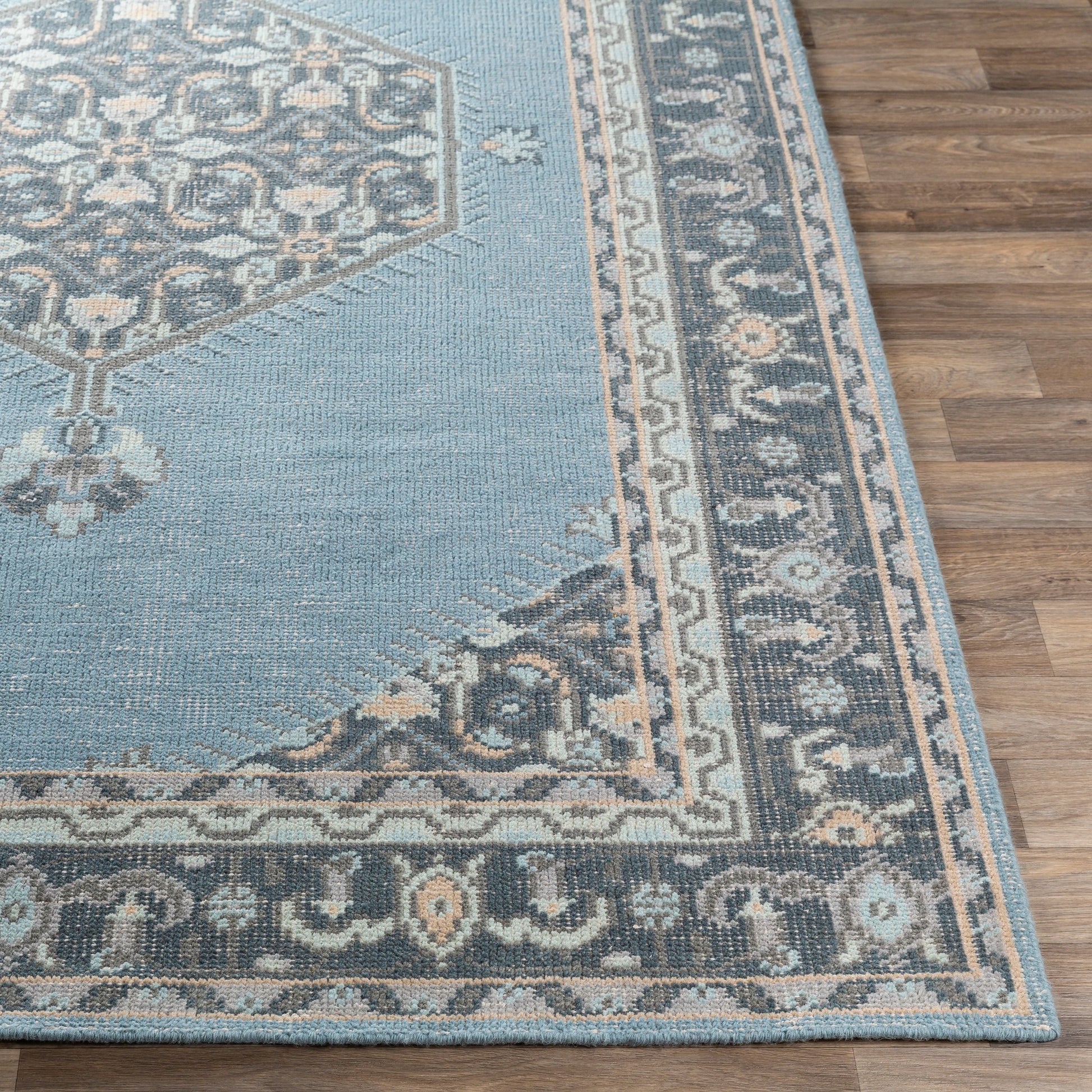 Zahra Rug - 24372 by Surya in aqua, charcoal, pale blue, slate, oatmeal. Made from 100% new zealand wool in a unique style.