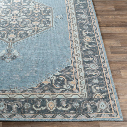 Zahra Rug - 24372 by Surya in aqua, charcoal, pale blue, slate, oatmeal. Made from 100% new zealand wool in a unique style.