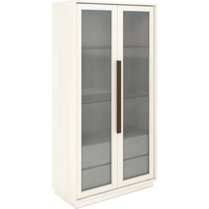 Blanc Display Cabinet by A.R.T. Furniture in alabaster, burnished bronze. Made from parawood solids, metal, glass in a modern style.