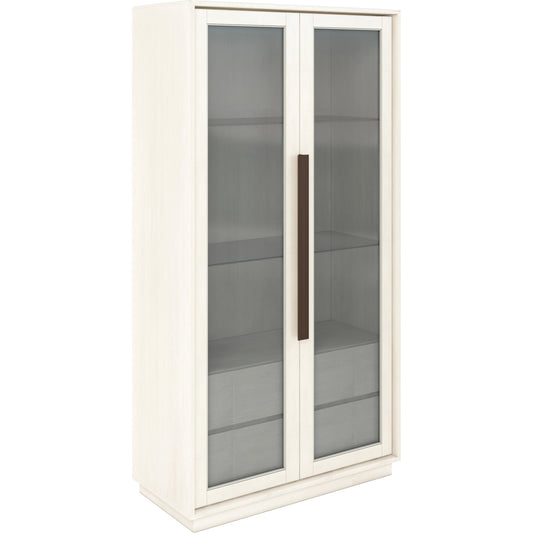 Blanc Display Cabinet by A.R.T. Furniture in alabaster, burnished bronze. Made from parawood solids, metal, glass in a modern style.