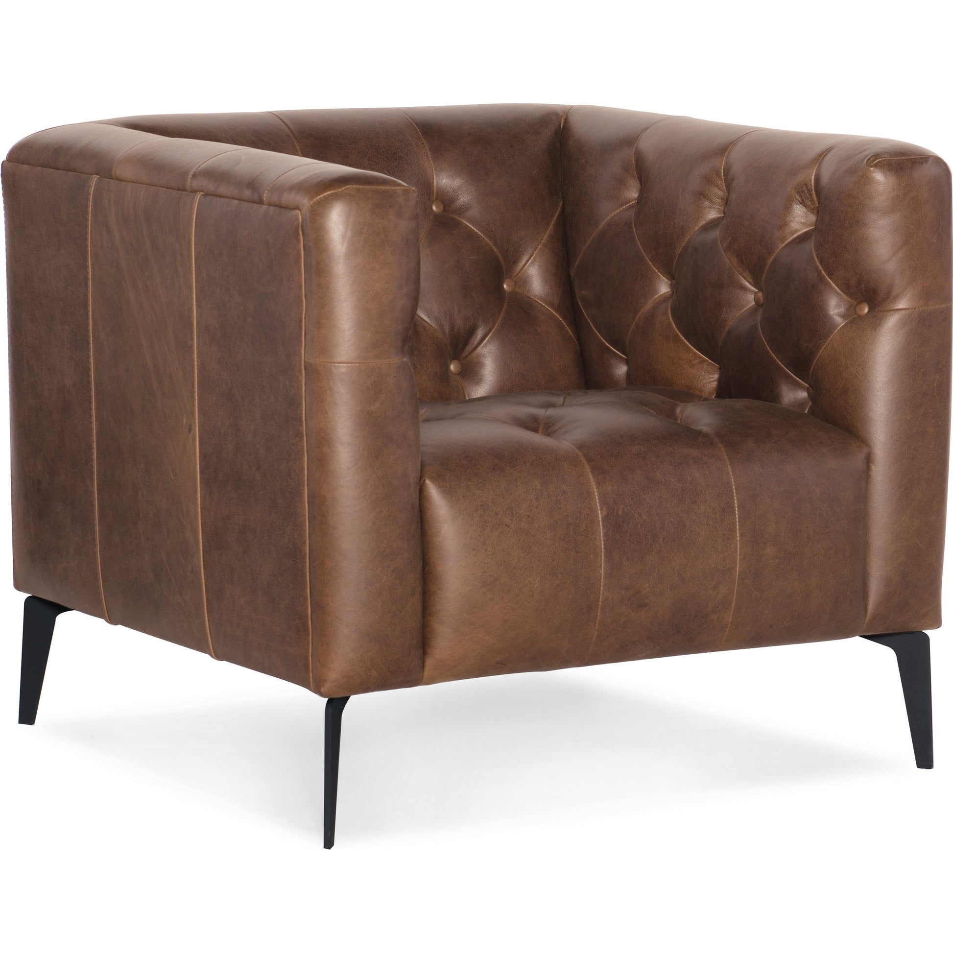 Nicolla Chair by Hooker Furniture in brown and saddlebag lodge. Made from leather in a modern style.
