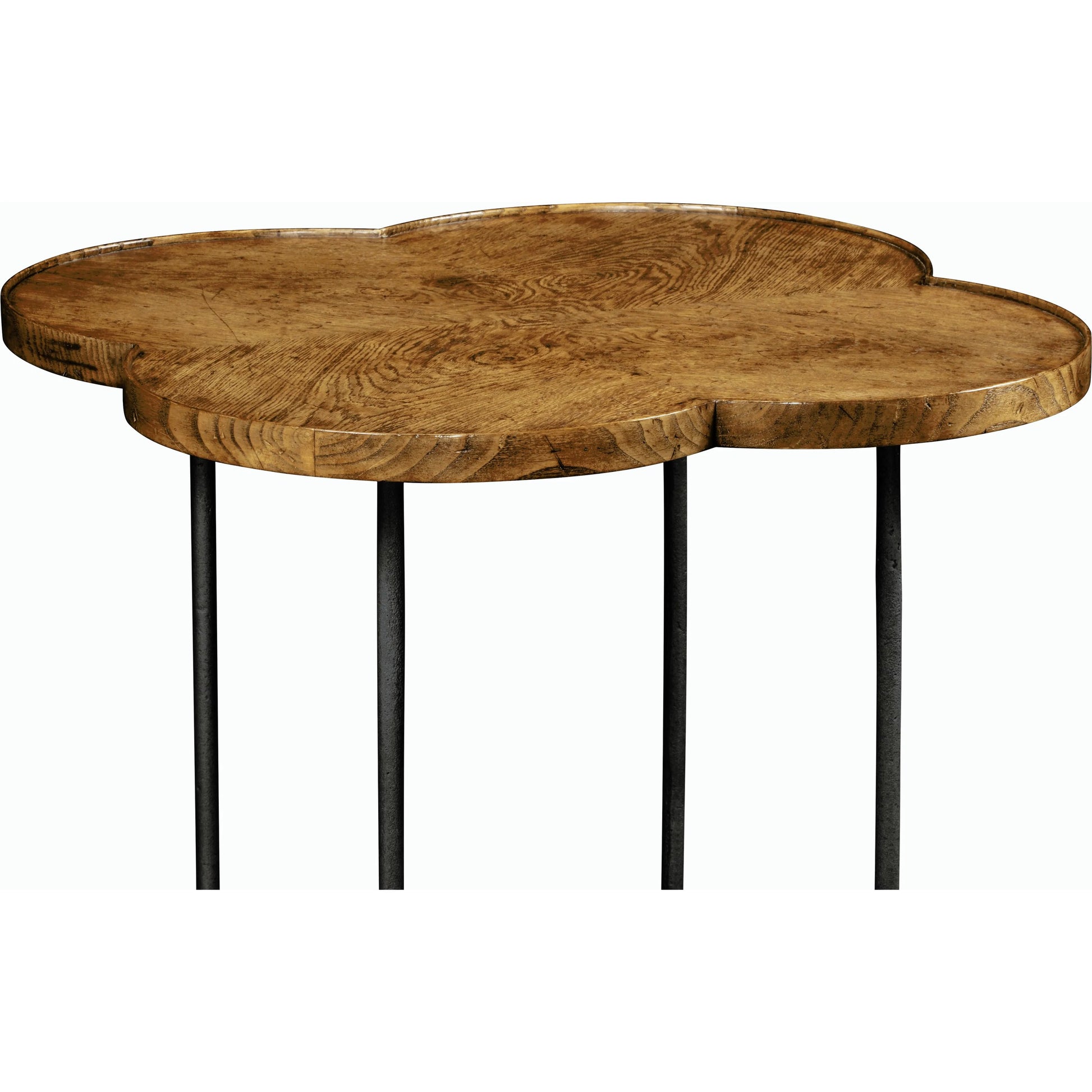 Casual Accents End Table by Jonathan Charles in brown and light brown chestnut. Made from iron in a rustic style.