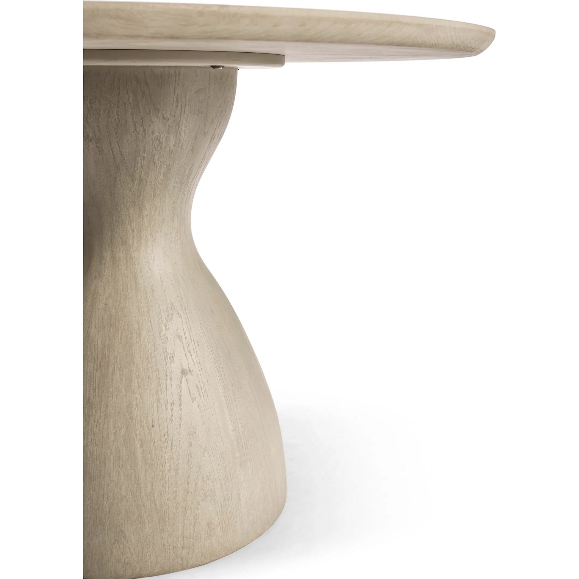 Water Seamount Oak Pedestal Table by Jonathan Charles in beige and bleached oak. Made from oak in a modern style.