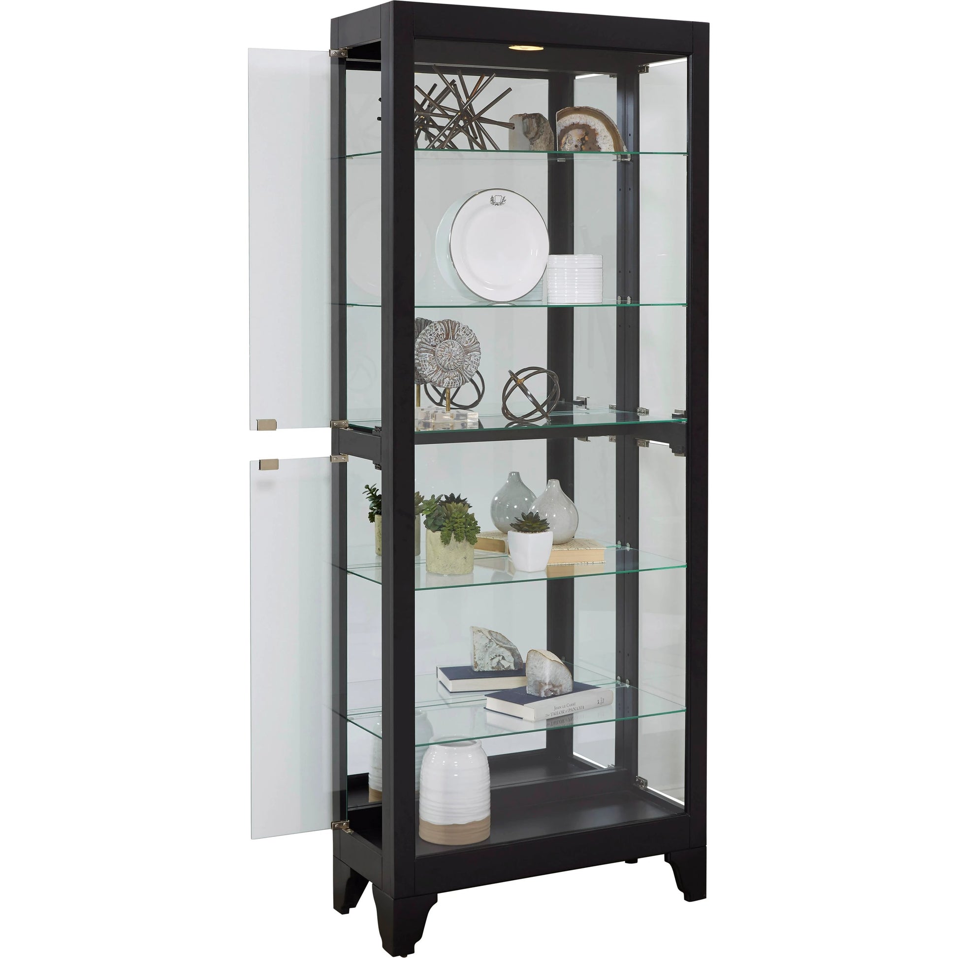 29'' Wide Hardwood Onyx Black Curio Display Cabinet by Pulaski Furniture in black onyx. Made from select hardwoods in a traditional style.