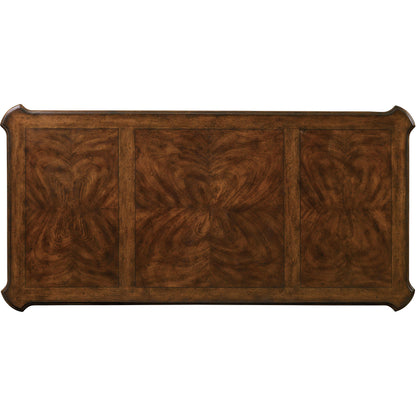 Leesburg Executive Desk by Hooker Furniture in mahogany. Made from swirl mahogany, ebony veneers in a traditional style.