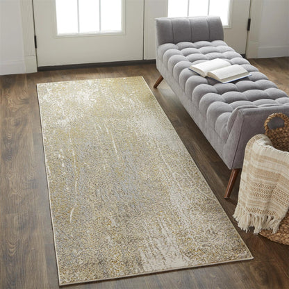 Aura Rug - 3739F by Feizy in ivory, gray, gold. Made from polyester, polypropylene in a unique style.