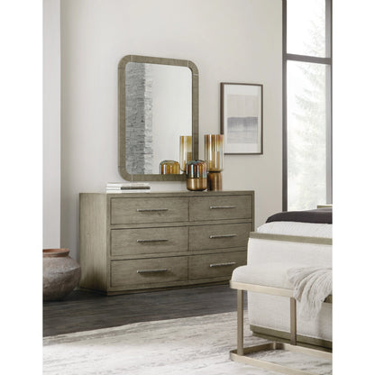Linville Falls Pinnacle Trails Mirror by Hooker Furniture in mink. Made from oak veneers in a modern style.
