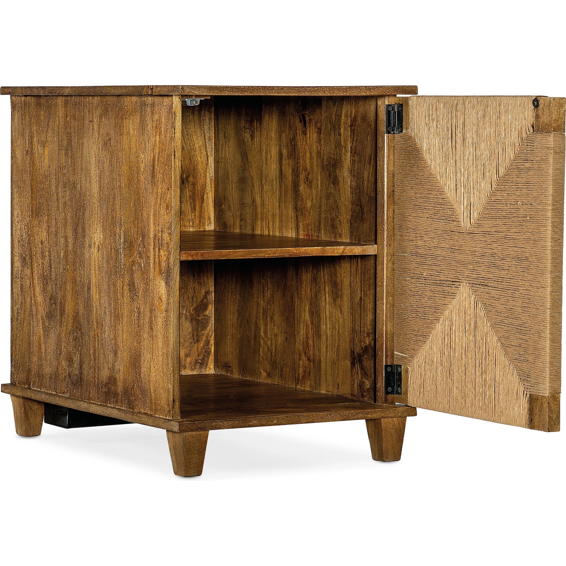 Commerce & Market Roped Accent Chest by Hooker Furniture in medium natural wood. Made from mango solids, rope in a cottage & farmhouse style.