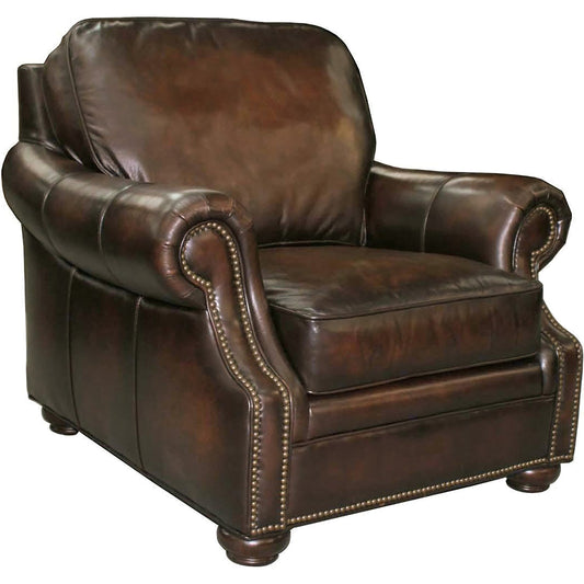 Montgomery Chair by Hooker Furniture in sedona chateau and dark walnut. Made from leather in a unique style.