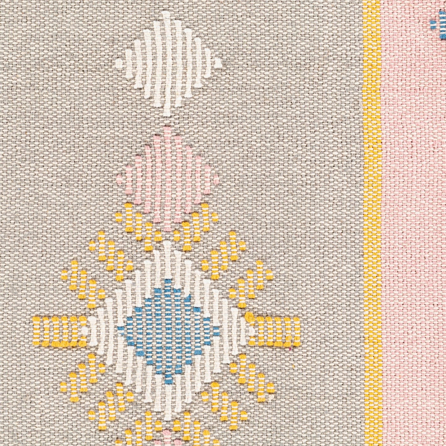 002 SI-1893803,SI-1893804,SI-1893805,SI-1893806,SI-1893807,SI-1893808 | Closeup | Zakaria Indoor/Outdoor Pillow by Surya in saffron, bright blue, light pink, seafoam. Made from 100% cotton in a eclectic & global style.