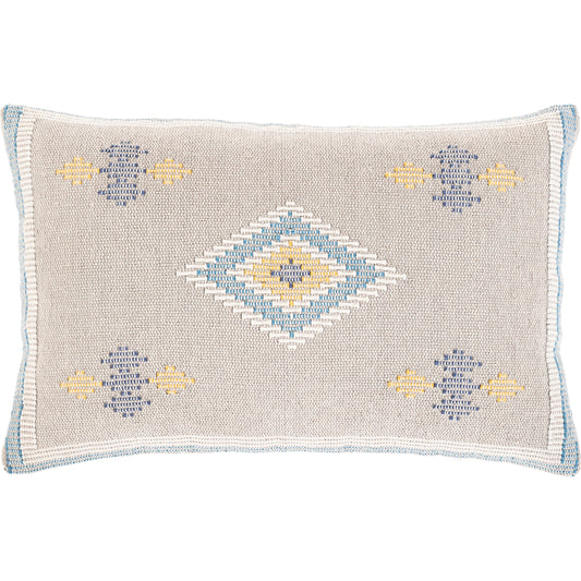 Zakaria Pillow - 33716 by Surya in navy, yellow, bright blue, seafoam, cream. Made from 100% cotton in a eclectic & global style.
