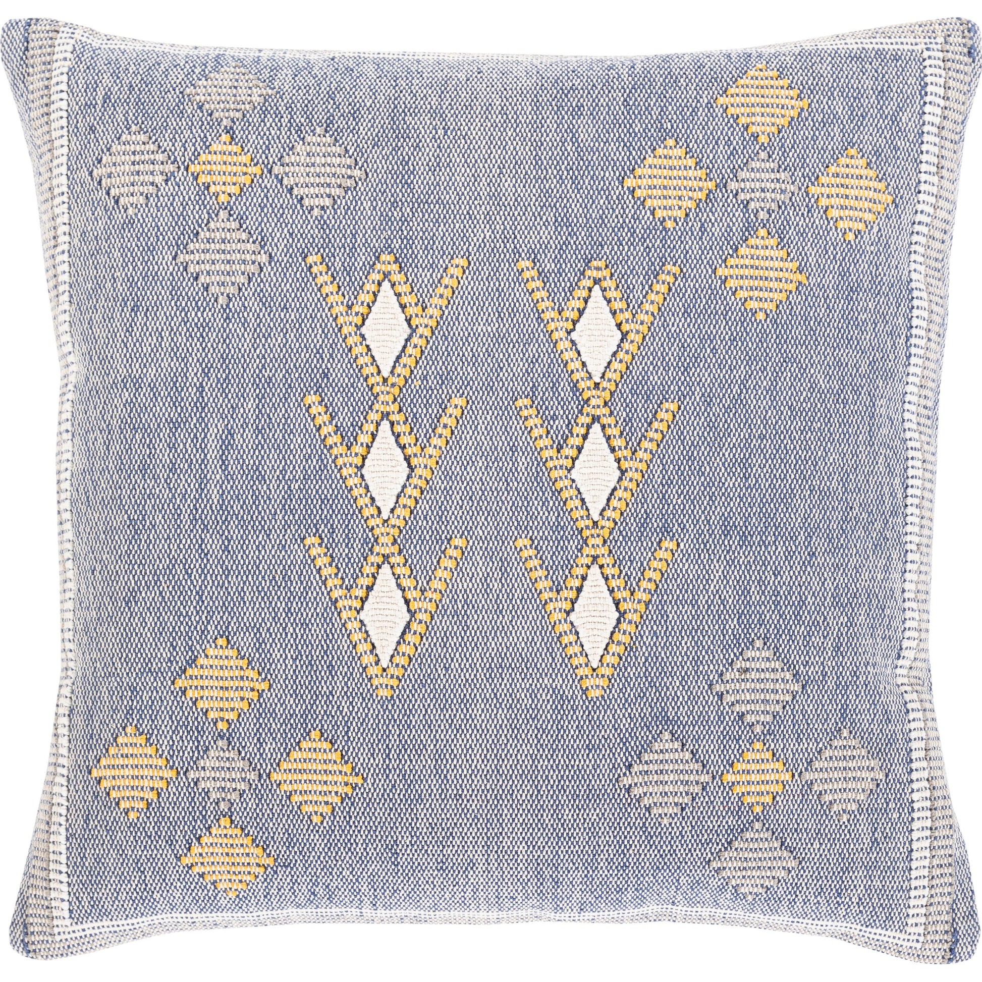 Zakaria Indoor/Outdoor Pillow by Surya in dark blue, tan. Made from 100% cotton in a eclectic & global style.