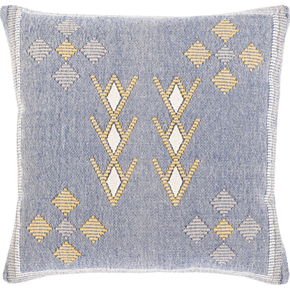 Zakaria Indoor/Outdoor Pillow by Surya in dark blue, tan. Made from 100% cotton in a eclectic & global style.