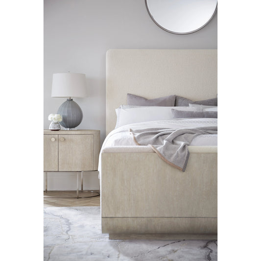 Modern Mood Upholstered Panel Bed by Hooker Furniture in inverness natural. Made from oak veneers, fabric, metal in a modern style.