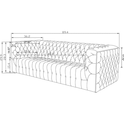Vicenza Velvet Sofa by Pasargad Home in silver. Made from velvet in a modern style.