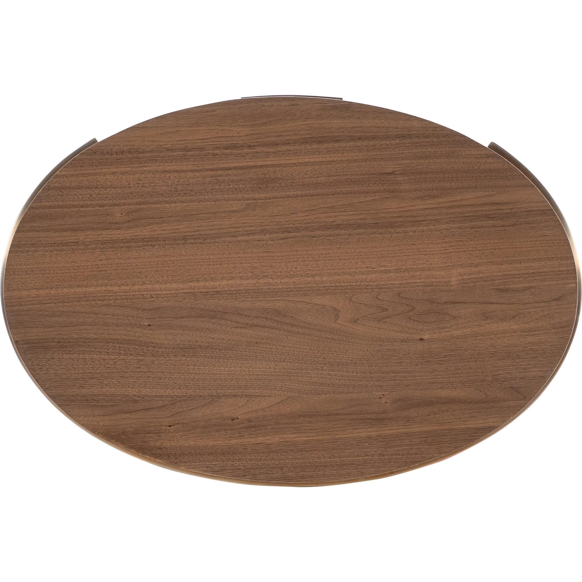 Eleana Oval Nightstand by Hooker Furniture in light caramel, quartered walnut veneers, sunlit bronze metal. Made from walnut veneers, metal, glass in a modern style.