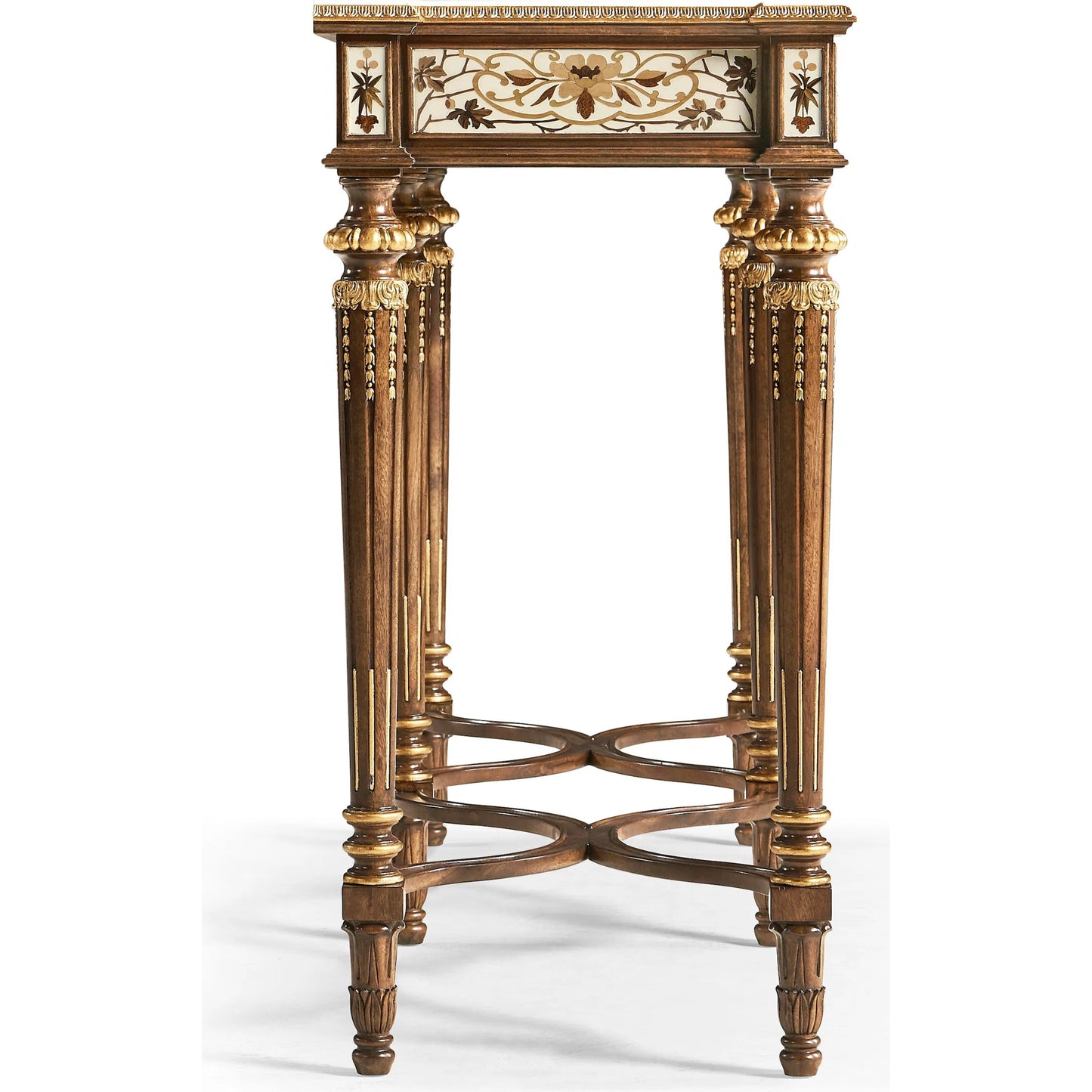 004 SI-2334504 | Additional Silo | Trianon Console Table by Jonathan Charles in oak leaf parquetry. Made from mahogany solids, various marquetry veneers, resin, brass in a traditional style.