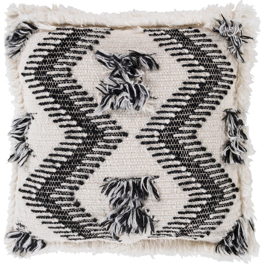 Zelah Pillow - 34416 by Surya in cream, black. Made from 80% wool, 20% cotton, 100% cotton in a eclectic & global style.