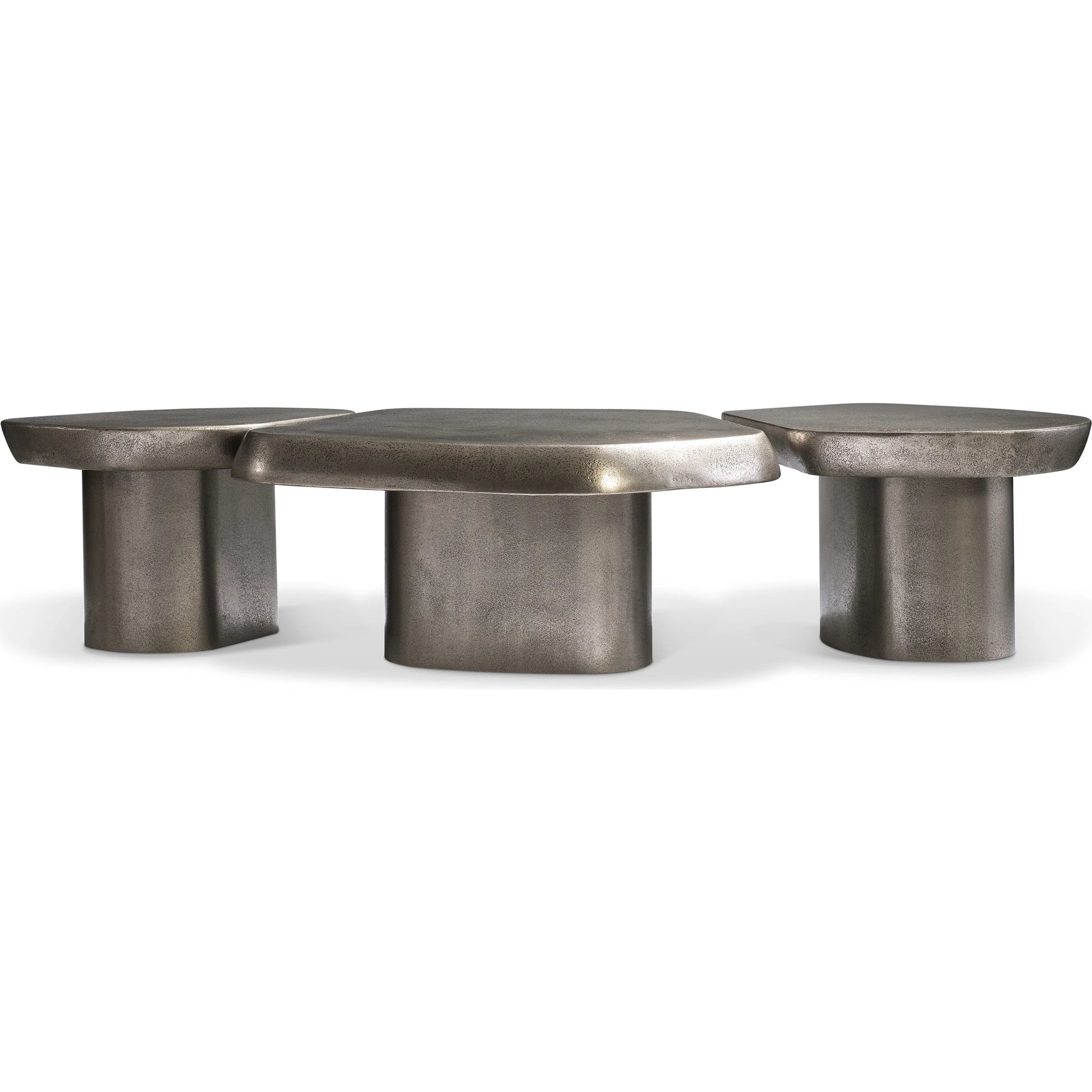Clawson Cocktail Table by Bernhardt in graphite. Made from aluminum in a modern style.