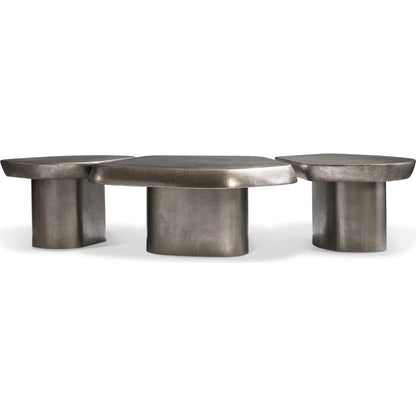 Clawson Cocktail Table by Bernhardt in graphite. Made from aluminum in a modern style.