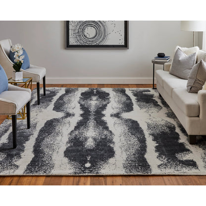 Coda Rug - 8930F by Feizy in black, white. Made from wool, viscose in a unique style.