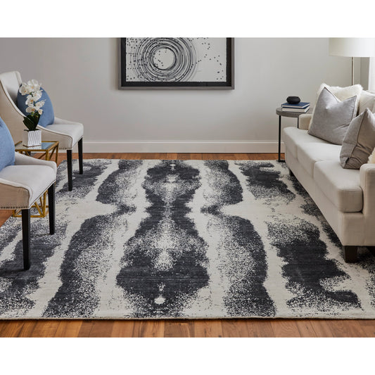 Coda Rug - 8930F by Feizy in black, white. Made from wool, viscose in a unique style.