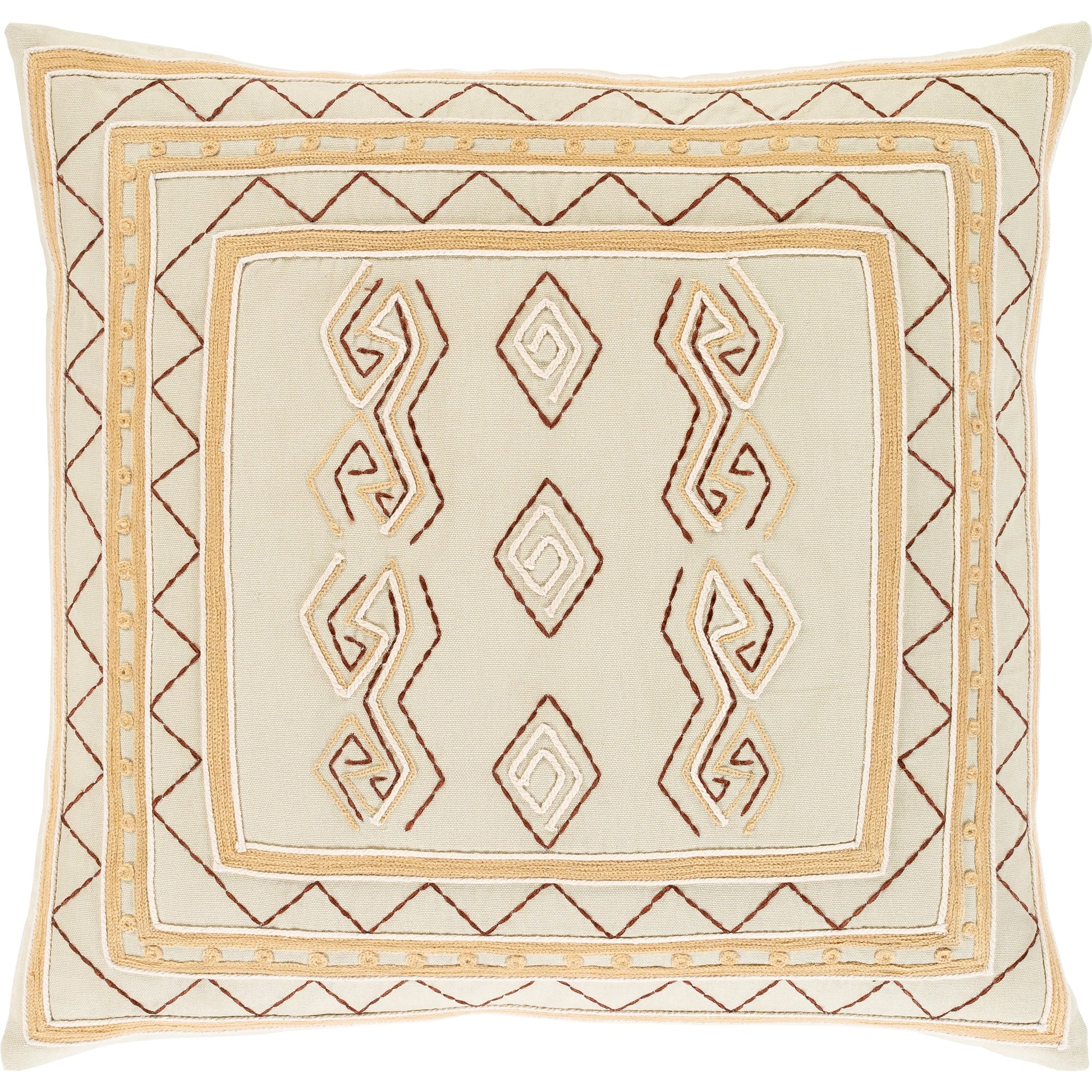 Zulu Indoor/Outdoor Pillow by Surya in beige, rust, taupe. Made from 100% cotton in a modern style.