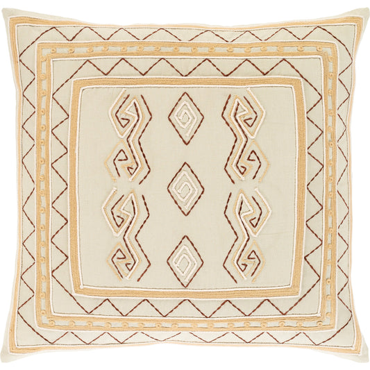 Zulu Indoor/Outdoor Pillow by Surya in beige, rust, taupe. Made from 100% cotton in a modern style.