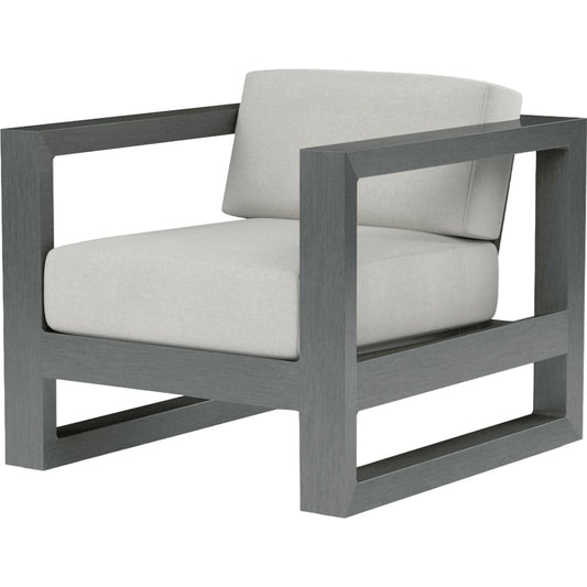 Redondo Outdoor Club Chair by Sunset West in slate. Made from aluminum in a modern style.