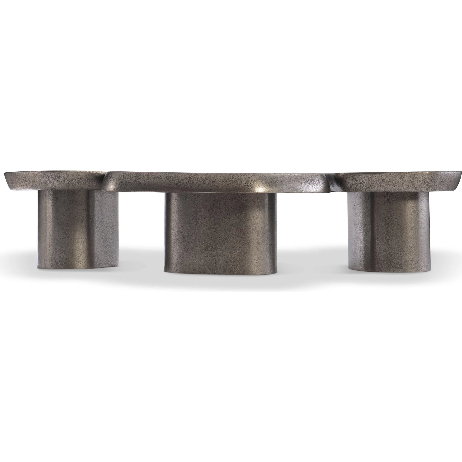 Clawson Cocktail Table by Bernhardt in graphite. Made from aluminum in a modern style.