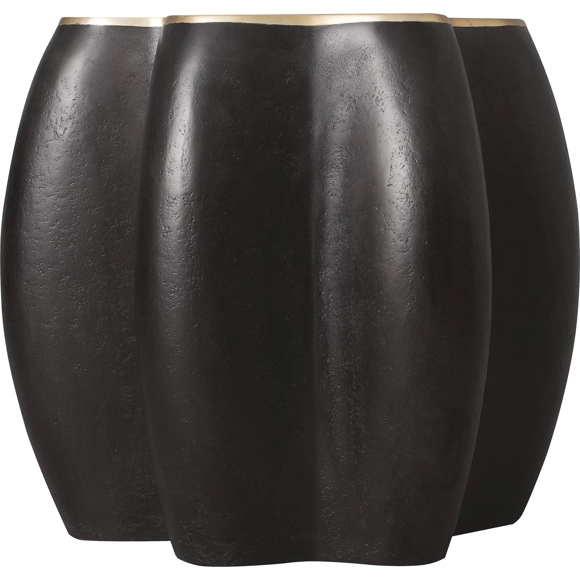 Melange Even and Flow Round End Table by Hooker Furniture in black, gold accents. Made from resin, glass in a modern style.