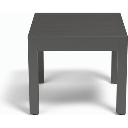 Vegas Outdoor End Table by Sunset West in graphite. Made from aluminum in a modern style.