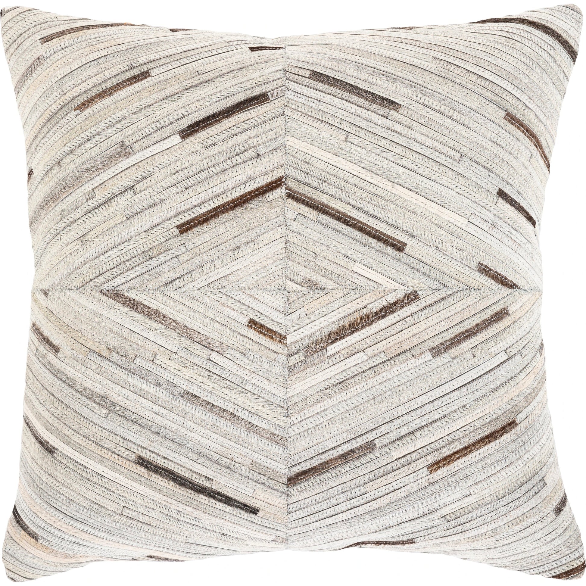 Zander Pillow - 7713 by Surya in dark brown, medium gray. Made from 100% hair on hide, 80% polyester, 20% cotton in a transitional style.