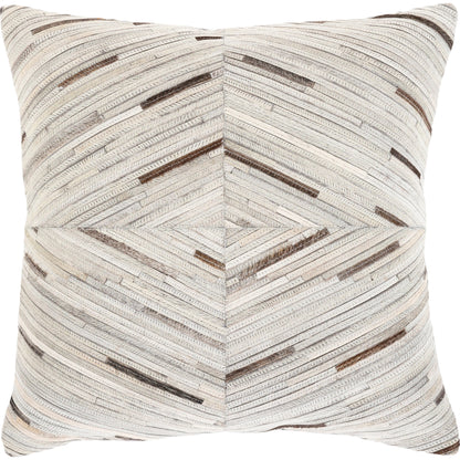 Zander Pillow - 7713 by Surya in dark brown, medium gray. Made from 100% hair on hide, 80% polyester, 20% cotton in a transitional style.