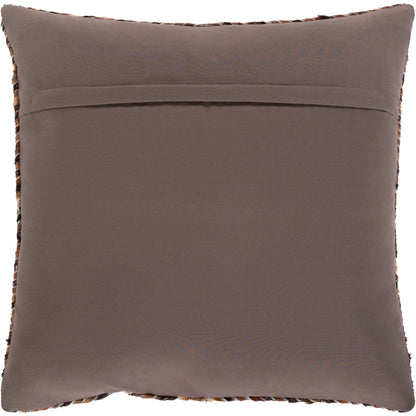 Zander Pillow - 33183 by Surya in caramel, charcoal. Made from 100% hair on hide, 80% polyester, 20% cotton in a transitional style.