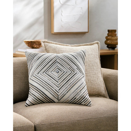 Zander - 29975 by Surya in medium gray, charcoal, gray, light beige. Made from 100% leather, 80% polyester, 20% cotton in a transitional style.