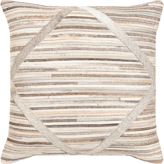 Zander - 29976 by Surya in gray, medium gray, charcoal, tan, cream, light beige. Made from 100% leather, 80% polyester, 20% cotton in a transitional style.