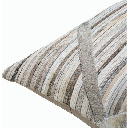 Zander - 29976 by Surya in gray, medium gray, charcoal, tan, cream, light beige. Made from 100% leather, 80% polyester, 20% cotton in a transitional style.